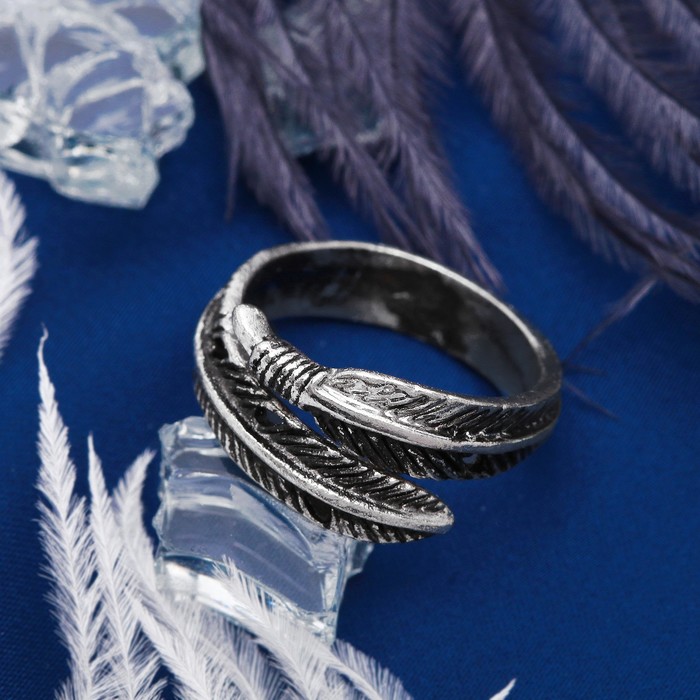 Кольцо "Перышки", цвет чернёное серебро, размер 17, 18, 19 МИКС
