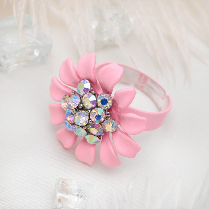 Кольцо "Цветок" герберы, цвет розово-радужный, безразмерное
