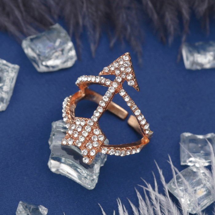 Кольцо "Стрела" амура, цвет белый в золоте, размер 17, 18, 19 МИКС