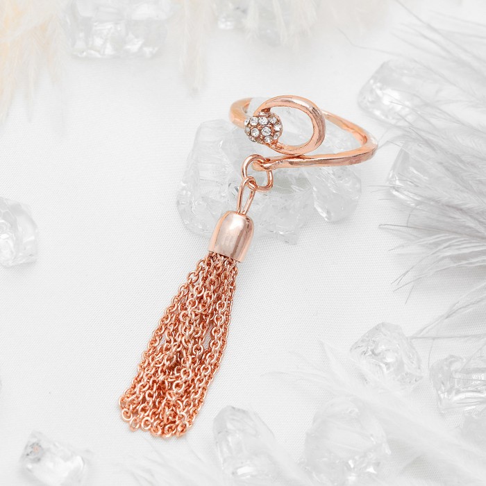 Кольцо "Кисть" классическое, цвет белый в золоте, безразмерное