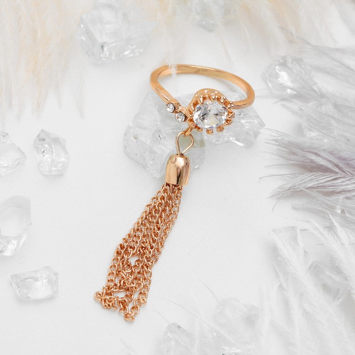 Кольцо "Кисть" грациозная, форма овал, цвет белый в золоте, безразмерное