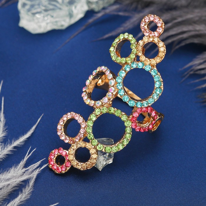 Кольцо "Пузырики", цветное в золоте, размер 17, 18, 19 МИКС