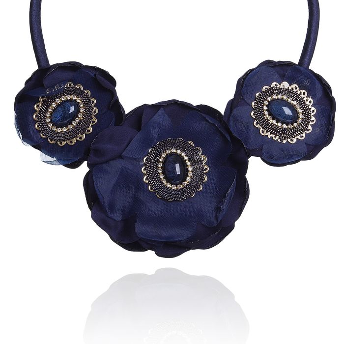 Колье "Цветочная роскошь", цвет сине-золотой