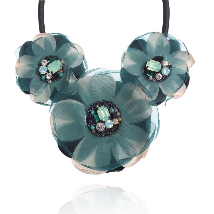 Колье "Цветочная роскошь", цвет зелёный