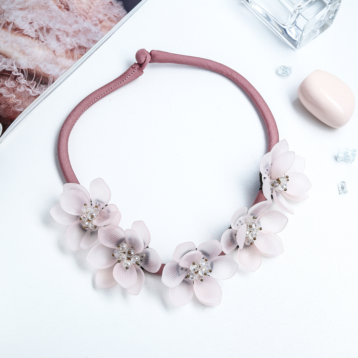 Колье "Цветочная роскошь" малое, цвет розовый