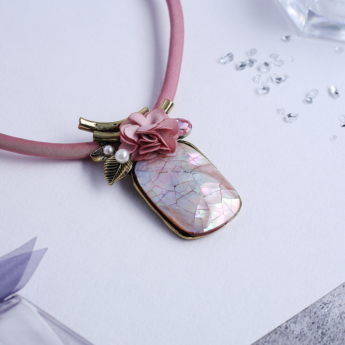 Кулон "Цветочная роскошь" малый, цвет розовый, 45см