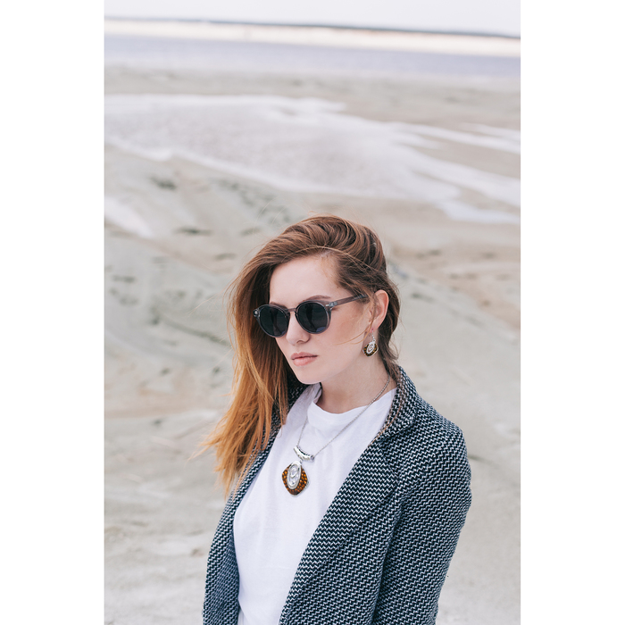 Гарнитур 2 предмета: серьги, кулон "Нежность эмали" ромбы, цвет коричневый, 45см