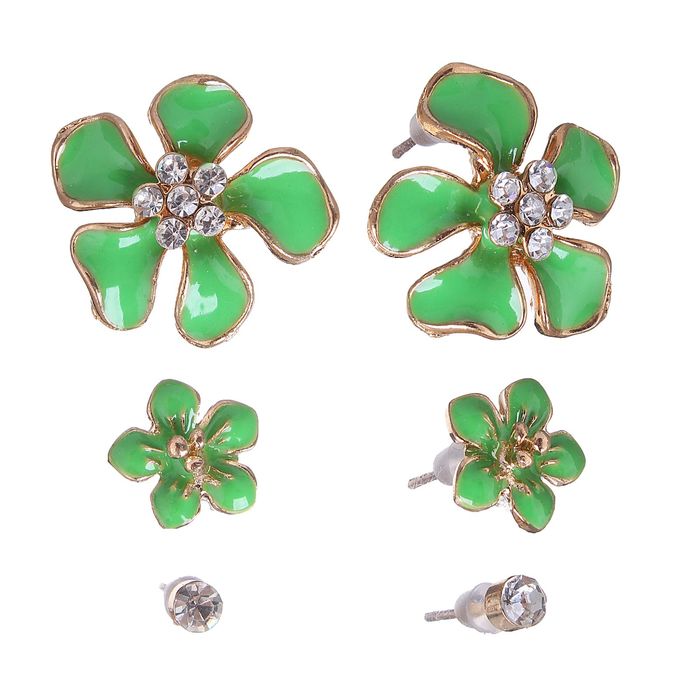 Пусеты 3 пары "Цветы", цвет МИКС