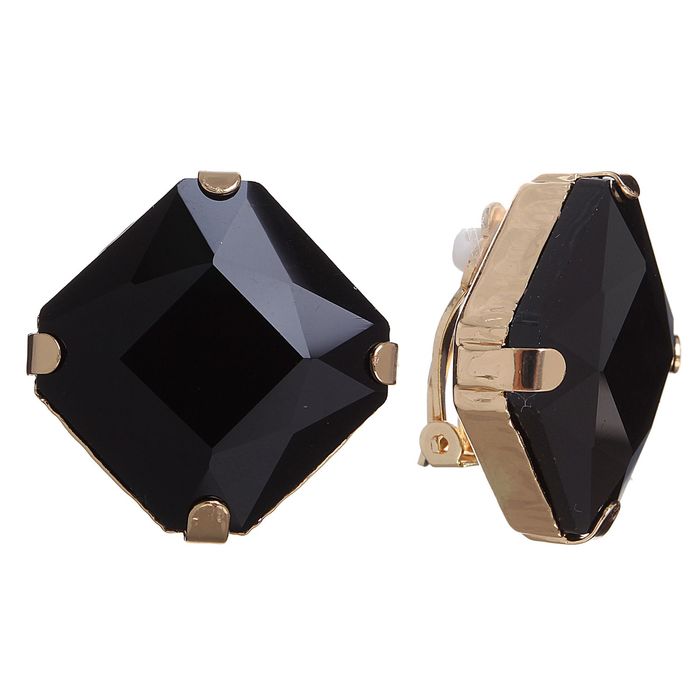 Клипсы "Ромб", цвет черный в золоте
