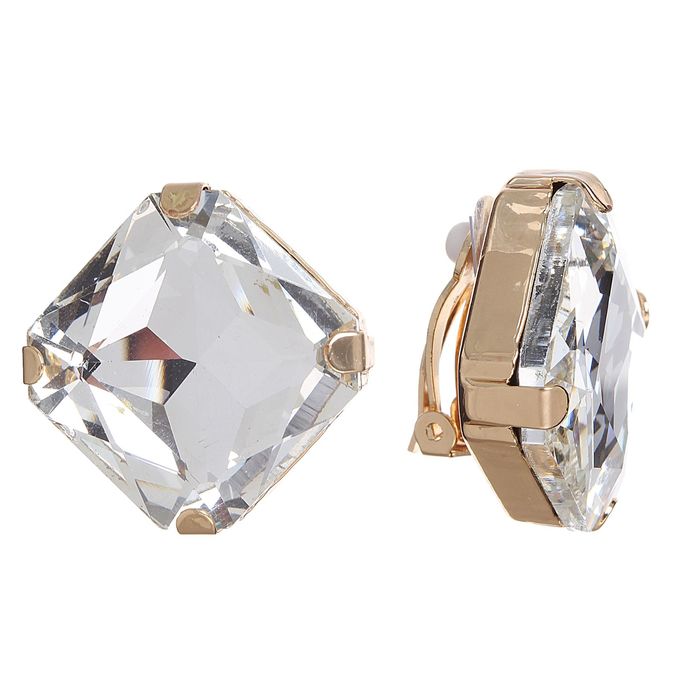 Клипсы "Ромб", цвет белый в золоте