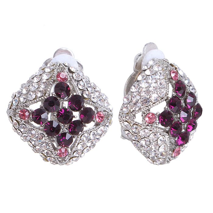 Клипсы "Звезда" круг, фиолетовый в серебре