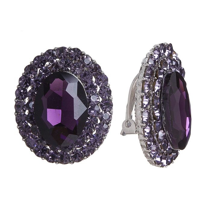 Клипсы "Мадемуазель" овал, фиолетовый в серебре