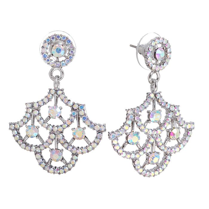 Серьги со стразами "Роскошь камня", цвет радужный в серебре