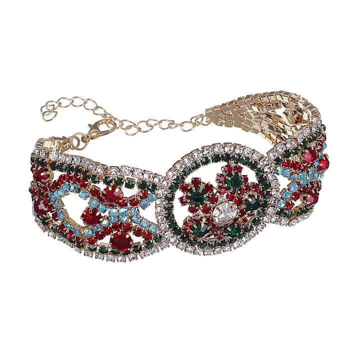 Браслет со стразами "1000 и 1 ночь" круг, цветной в золоте