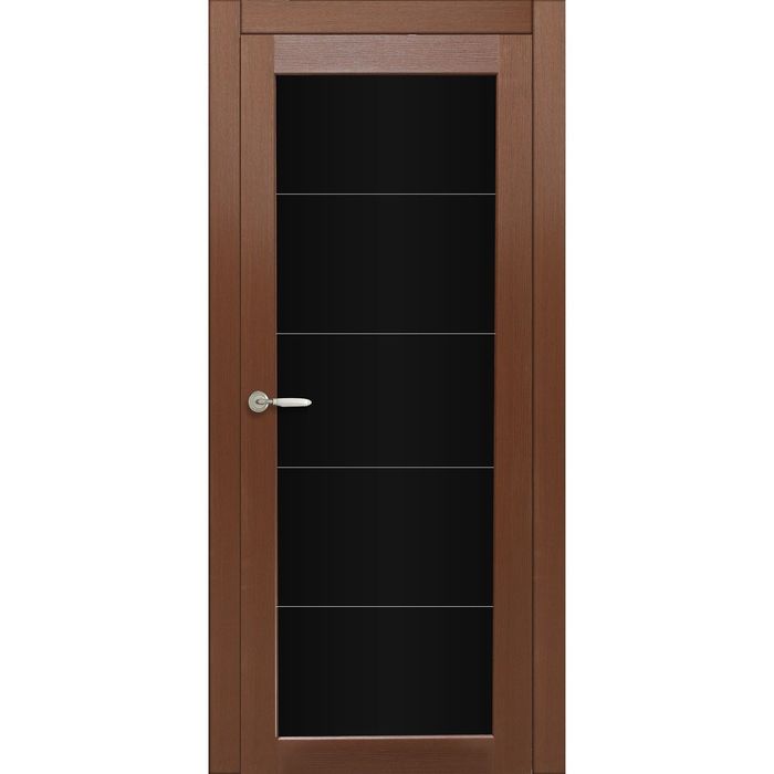 Дверное полотно остекленное Легро Каштан, черный лакобель 2000х700