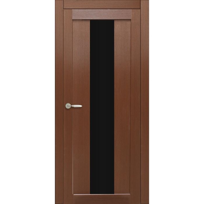Дверное полотно остекленное Сардиния Каштан, черный лакобель 2000х600