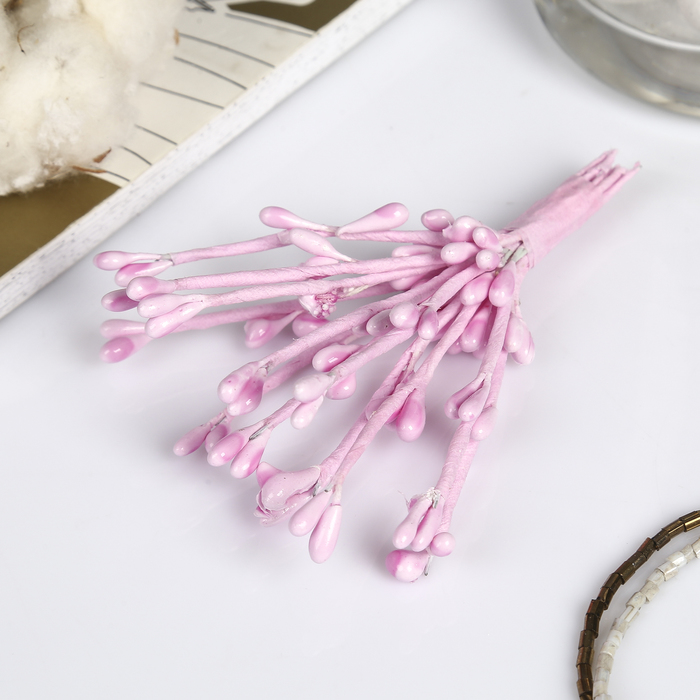 Декор веточка "Жемчужная капелька"(1 набор=1 букет) 13 см, МИКС