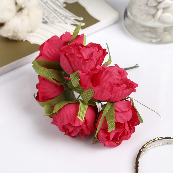 Декор для творчества "Пион", набор-букет 6 цветков, МИКС