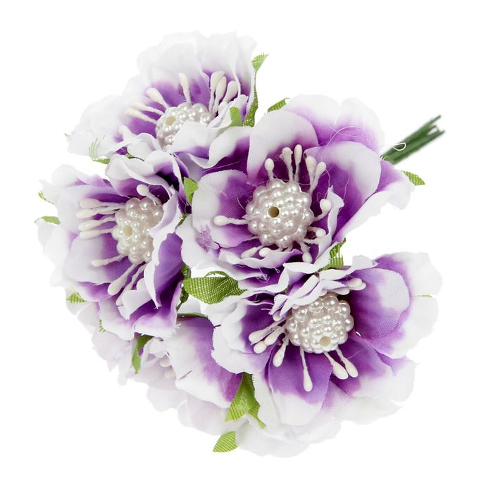 Декор для творчества "Эустома", набор-букет 6 цветков, МИКС