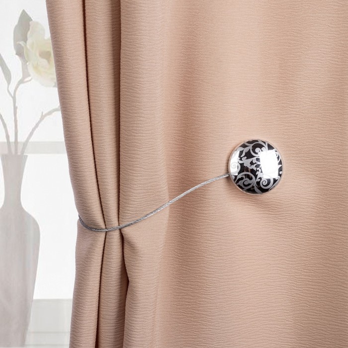 Подхват для штор на тросике "Узор", цвет серебристый