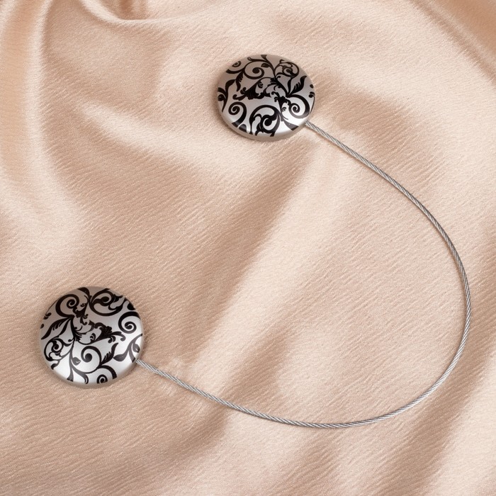 Подхват для штор на тросике "Узоры", цвет серебристый матовый