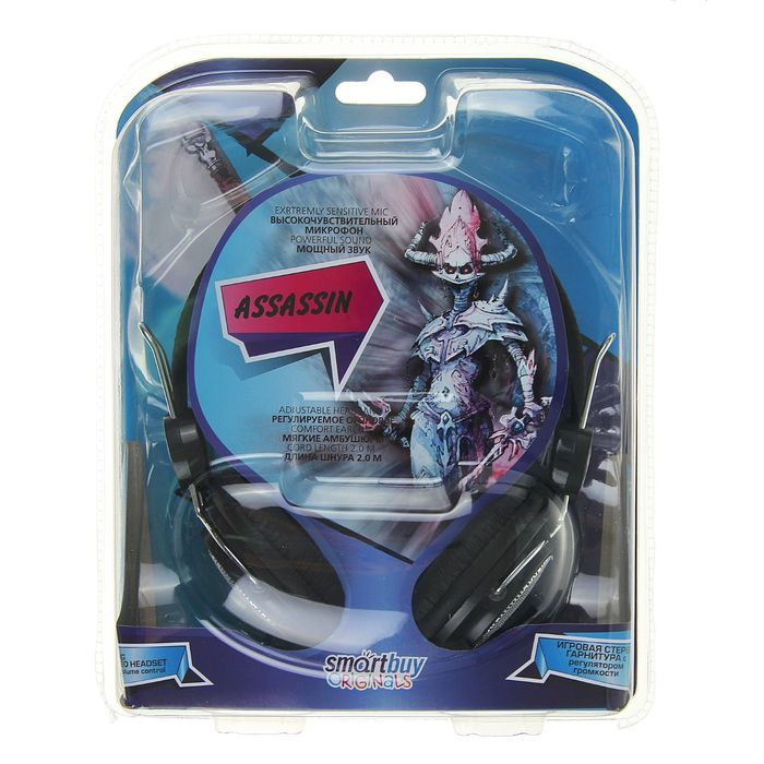 Гарнитура SmartBuy ASSASSIN, кабель 2 м, чёрная