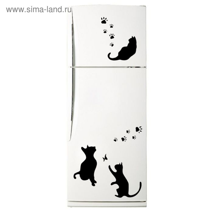 Декоративная цветная наклейка на холодильник из винила «Кошки»