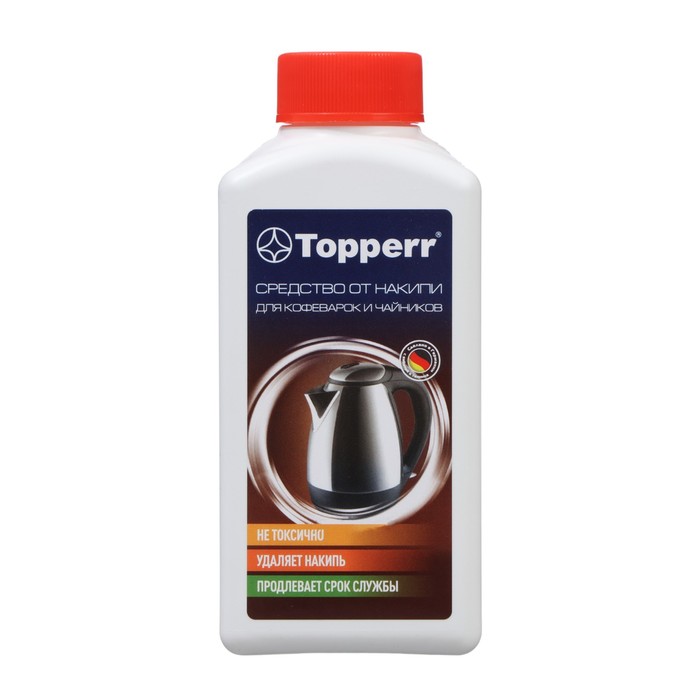 Средство Topperr для очистки от накипи в чайниках, концентрат, 250 мл средство для очистки от накипи philips ca6700 22 2 шт в уп по 250 мл