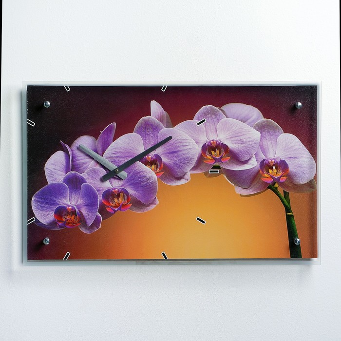 Часы настенные прямоугольные "Орхидея ", 35х60 см УЦЕНКА