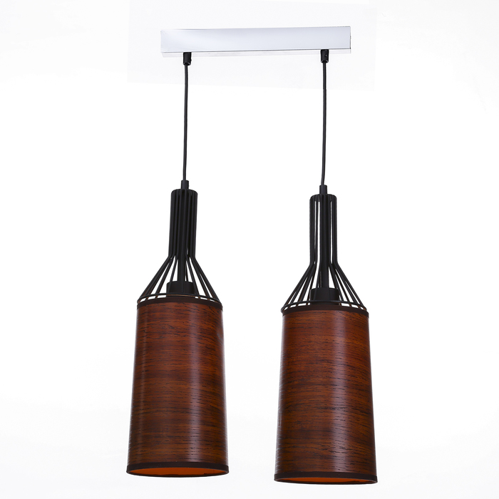 Люстра подвес "Эстер" 2 лампы Е27 37х15х100 см коричневая