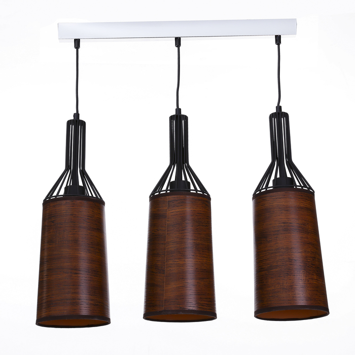 Люстра подвес "Эстер" 3 лампы 60W Е27 59х15х100 см коричневая