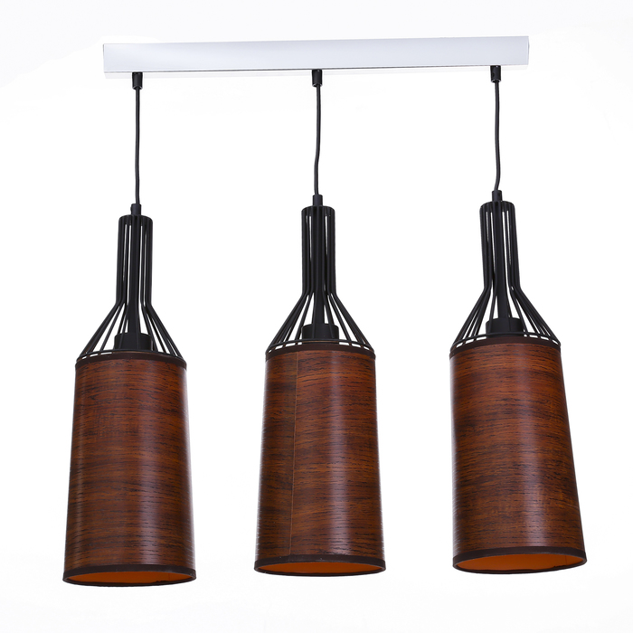 Люстра подвес "Эстер" 3 лампы 60W Е27 59х15х100 см коричневая