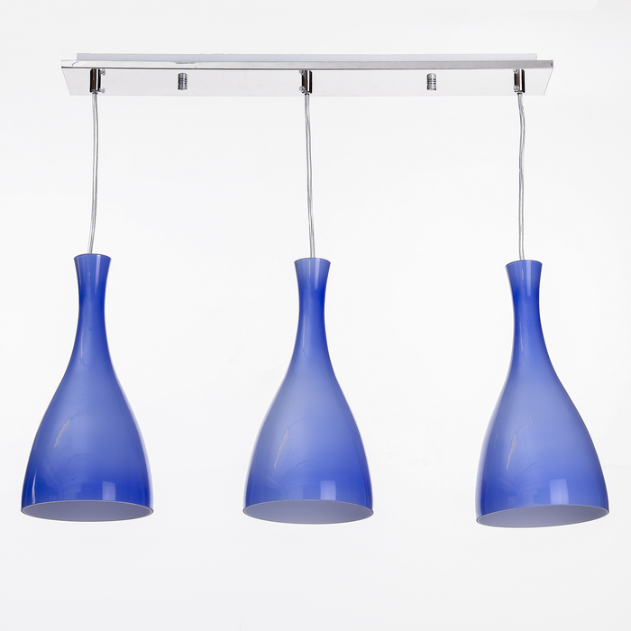 Люстра подвес "Бокал" 3 лампы 60W Е27 голубая