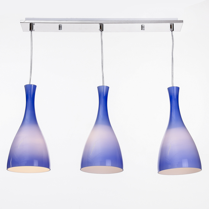 Люстра подвес "Бокал" 3 лампы 60W Е27 голубая