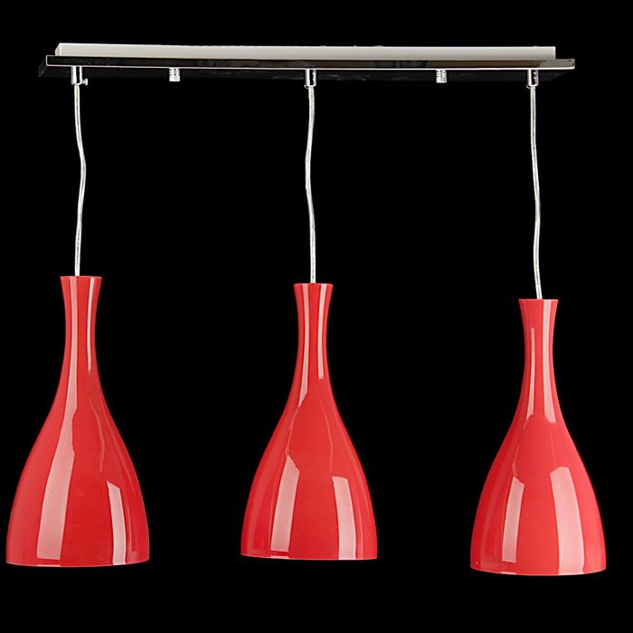 Люстра подвес "Бокал" 3 лампы 60W Е27 красная