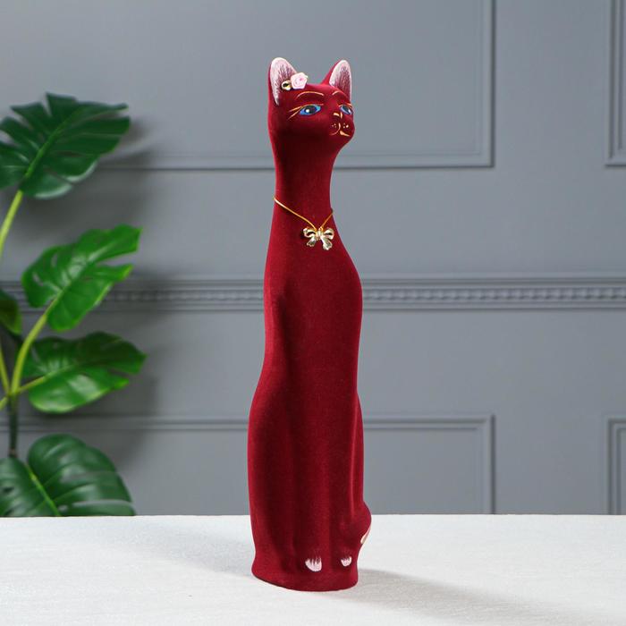 Копилка "Кот большой" флок, бордовая