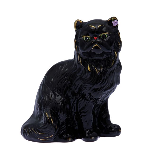 Копилка "Кот перс" глазурь, чёрная