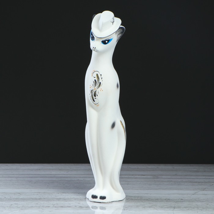 Копилка "Багира в шляпе" малая, флок, белая