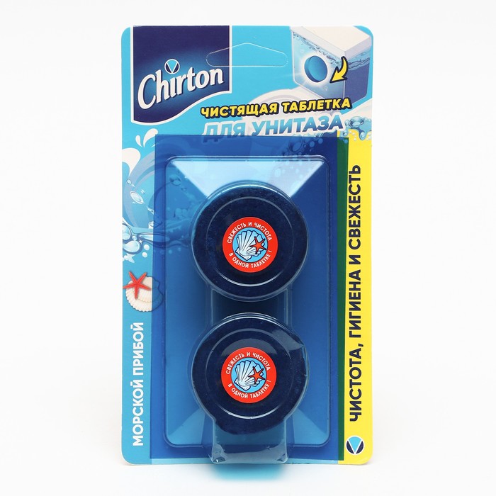 chirton кубик чистящий chirton морской прибой 2х50гр Чистящие таблетки для унитаза Chirton Морской прибой, 2 шт, 50 гр