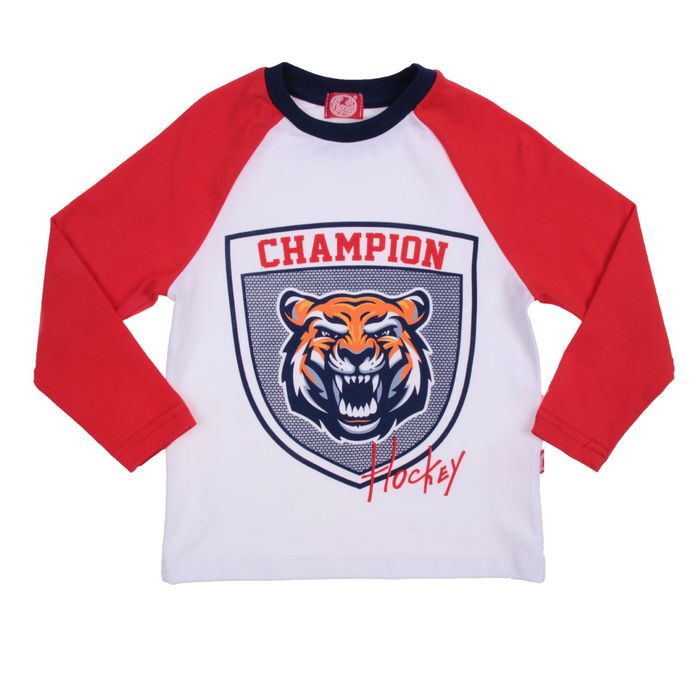 Джемпер для мальчика "Хоккей", рост 104 см (54), цвет белый/красный (арт. ПДД530804)