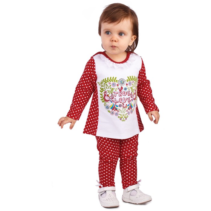 Джемпер для девочки "Матрёшка", рост 80 см (50), цвет белый/красный, принт горошек (арт. ДДД653067_М)