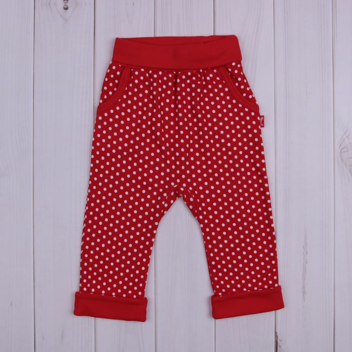 Брюки для девочки "Матрёшка", рост 86 см (52), цвет красный, принт горошек