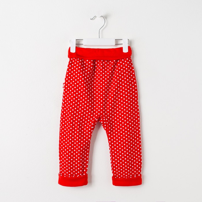 Брюки для девочки "Матрёшка", рост 86 см (52), цвет красный, принт горошек
