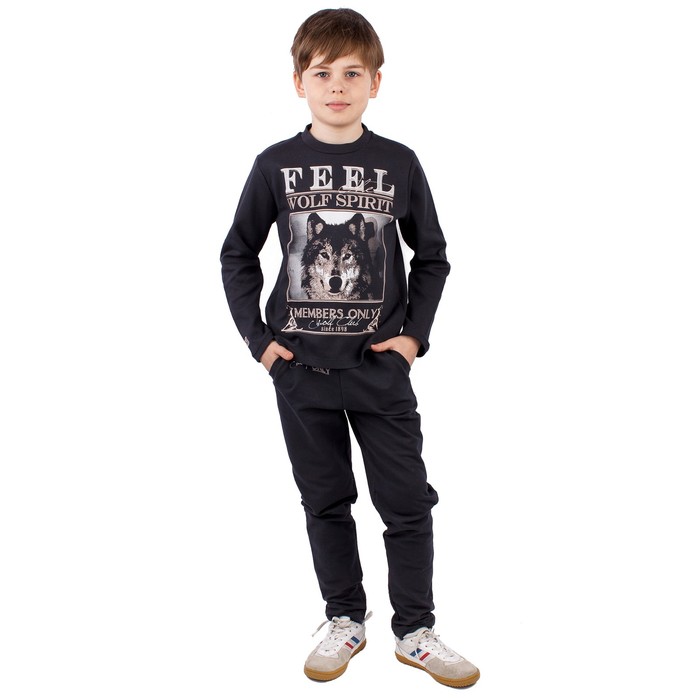 Джемпер для мальчика "Волчья стая", рост 134 см (68), цвет тёмно-серый (арт. ПДД236067)