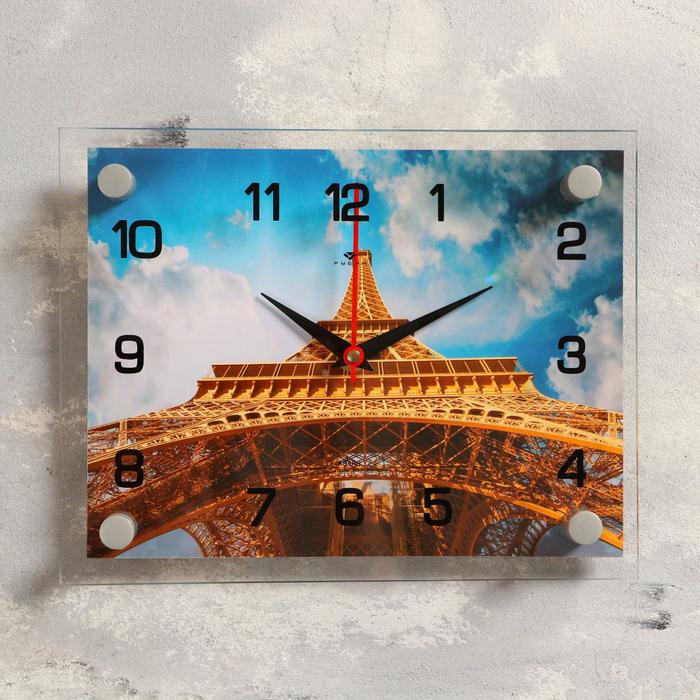 Часы настенные прямоугольные "Эйфелева башня", 20х26 см