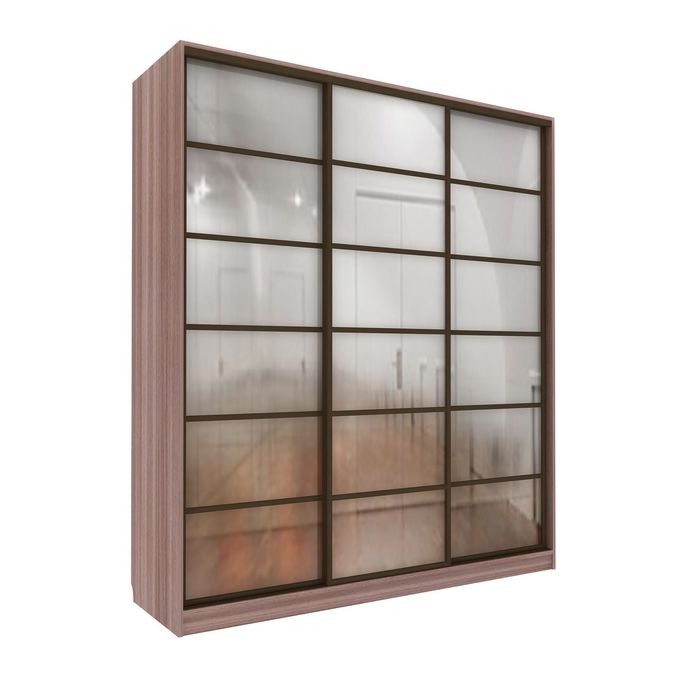 Шкаф-купе Добротный 3 зеркала Ясень Шимо Темный