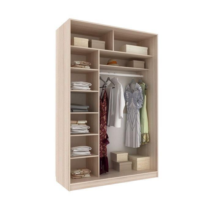 Шкаф-купе Добротный 2 зеркала+ЛДСП Ясень Шимо Светлый