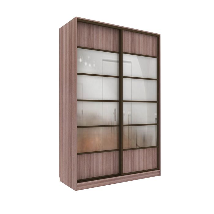 Шкаф-купе Добротный 2 зеркала+ЛДСП Ясень Шимо Темный