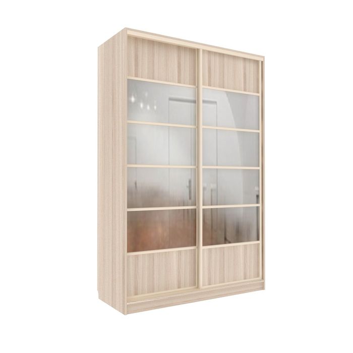 Шкаф-купе Добротный 2 зеркала+ЛДСП Ясень Шимо Светлый