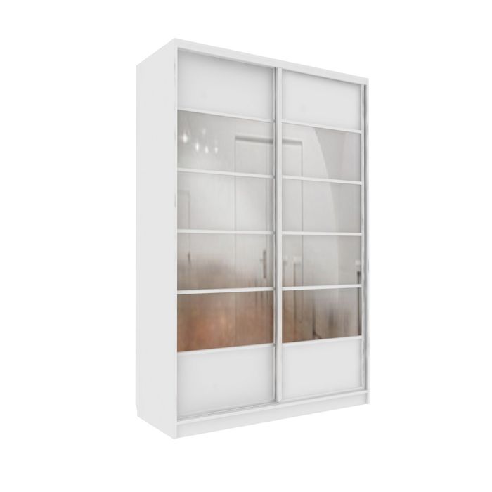 Шкаф-купе Добротный 2 зеркала+ЛДСП Белый